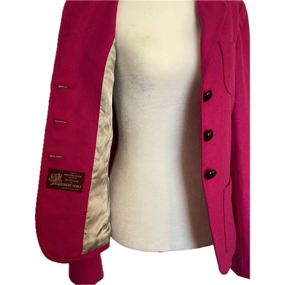 J Crew Robert Noble 100% Wool Fuscia Pink Herringbone Snatched-look Blazer Sz T8 - Picture 11 of 14